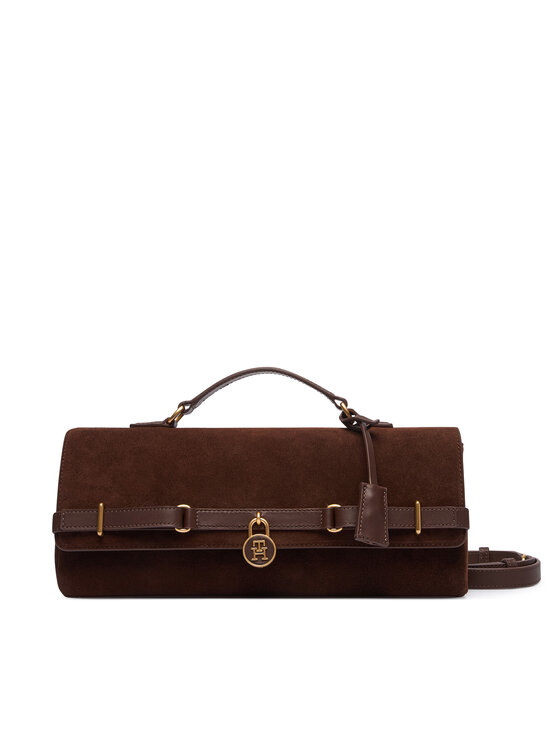 Tommy Hilfiger Geantă American Icon Clutch Suede AW0AW19515 Maro