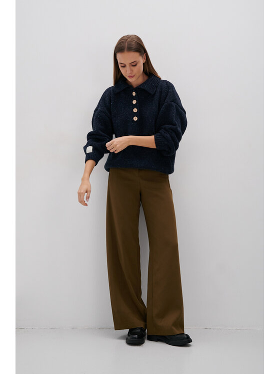Fobya Fobya Sweter F2065 Granatowy Basic Fit