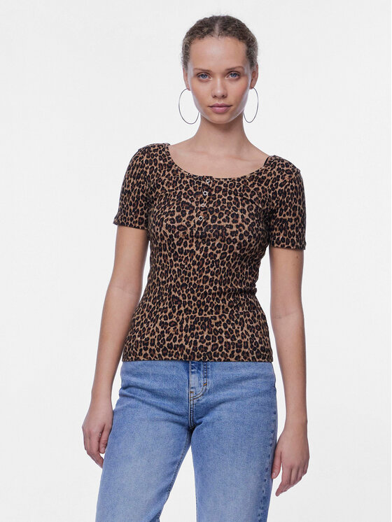 Pieces Pieces T-Shirt Kitte 17148392 Braun Slim Fit