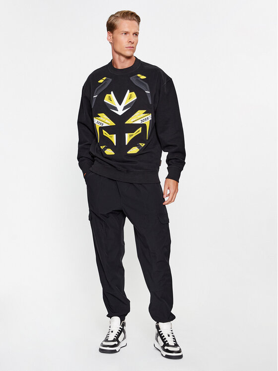 BOSS Boss Džemperis WeBikerGear 50497103 Juoda Relaxed Fit