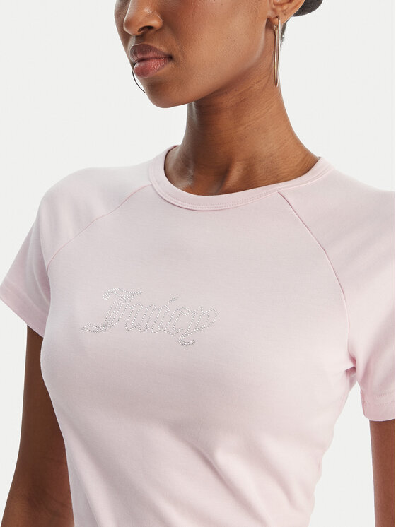 Juicy Couture Juicy Couture Póló Baby JCWCT126317 Rózsaszín Slim Fit