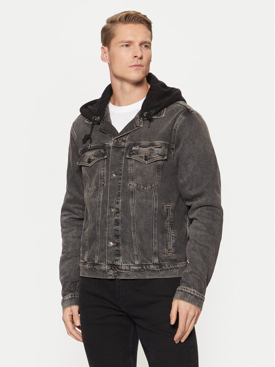 Męska Kurtka jeansowa Tommy Jeans, Rozmiar S, Szara, Ryan DM0DM20621
