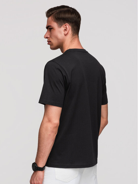 Ombre Ombre T-Shirt OM-TSPT-0286 Czarny Regular Fit