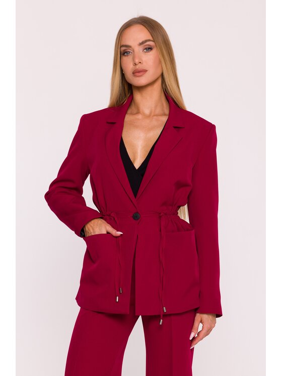 Made of Emotion Made of Emotion Marynarka M873 Bordowy Modern Slim Fit