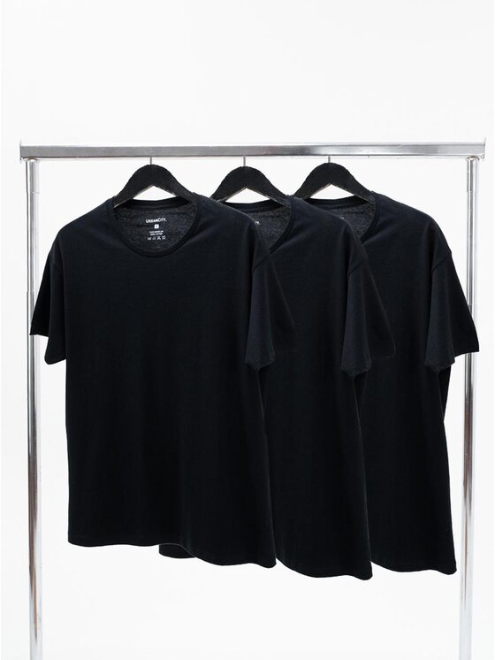 Urban City Urban City Komplet 3 t-shirtów Zestaw 3 T-Shirtów Męskich Czarny Urban City No Logo Basic XL Czarny Regular Fit