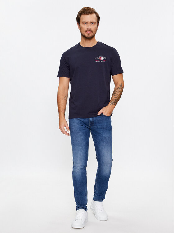 Gant Gant T-Shirt Reg Archive Shield Emb Ss 2067004 Granatowy Regular Fit