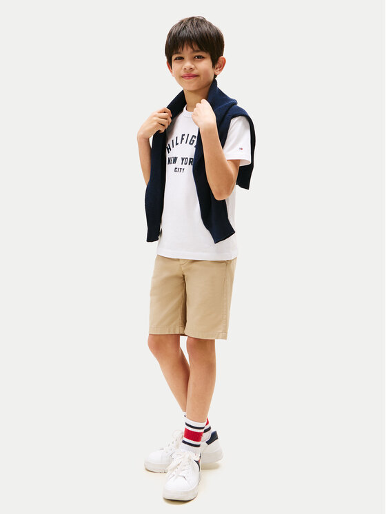 Tommy Hilfiger Tommy Hilfiger T-krekls Curved Graphic KB0KB09800 Balts Regular Fit