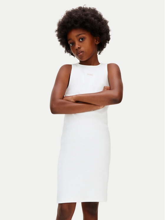 Calvin Klein Jeans Rochie de vară LVCKSJH07G Alb Slim Fit