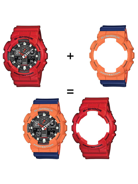 Casio Casio Zegarek SET GA-100B-4AER + BEZEL 10589006 + PASEK 10527467 Niebieski