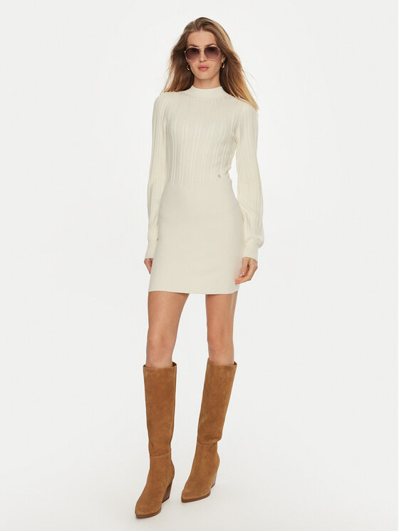 Guess Guess Džemper haljina W4BK08 Z2V42 Écru Regular Fit