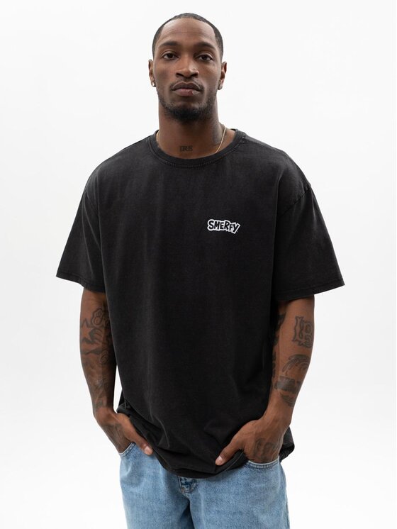 Smerfy Smerfy T-Shirt Koszulka Z Krótkim Rękawem Oversize Męska Sprana Czarna Smerfy Gargamel Story M Czarny Oversize