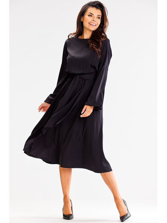 Awama Awama Letné šaty A602 Čierna Basic Fit