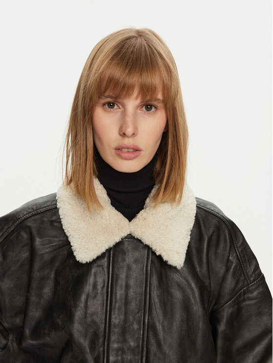 Gestuz Gestuz Lederjacke Almana 10909667 Schwarz Oversize