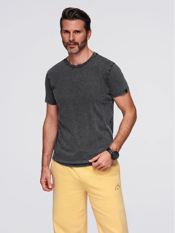 Ombre Ombre T-Shirt OM-TSWT-0116 Czarny Slim Fit