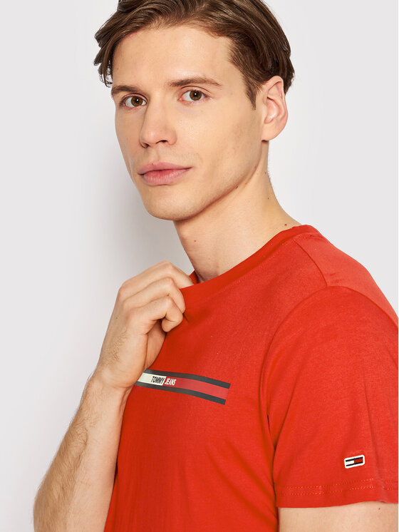 Tommy Jeans Tommy Jeans Tricou Essential Flag DM0DM13509 Roșu Regular Fit