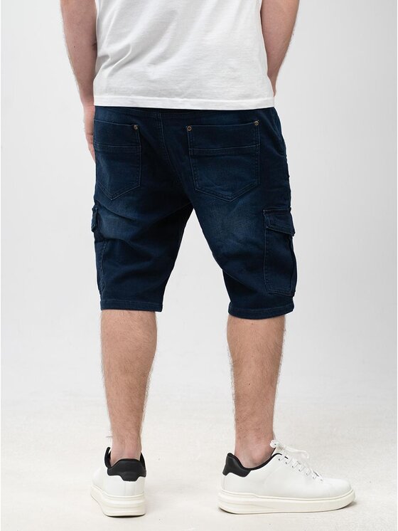MyStars MyStars Szorty jeansowe Krótkie Spodenki Jeansowe Bojówki Męskie Granatowe MyStars Mustache Cargo 31 Granatowy Regular Fit