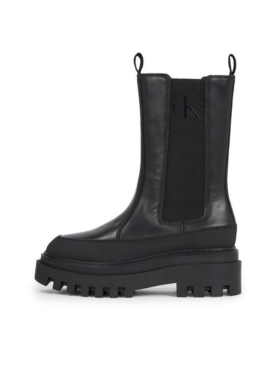 Calvin Klein Jeans Calvin Klein Jeans Μποτάκια με λάστιχο Flatform Chelsea Boot Lth Wn YW0YW01111 Μαύρο