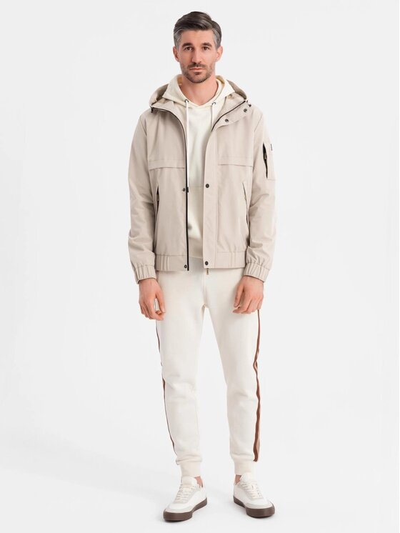 Ombre Ombre Kurtka przejściowa OM-JANP-0225 Beżowy Regular Fit
