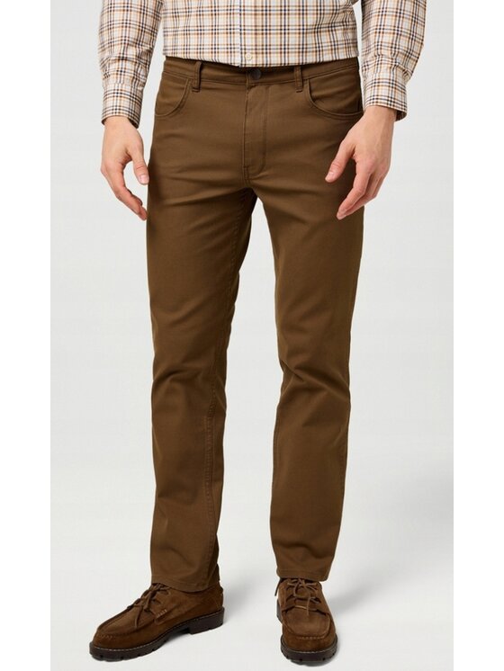 Wrangler Wrangler Spodnie materiałowe Greensboro Brązowy Regular Fit