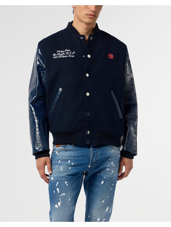 PHILIPP PLEIN PHILIPP PLEIN Kurtka bomber 29072 Granatowy Regular Fit