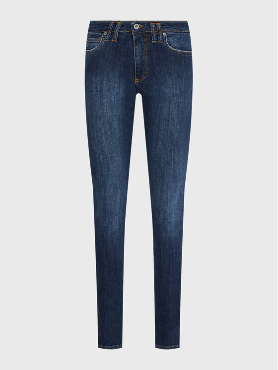 Please Jeans hlače P0YFAZXNFL Mornarsko modra Slim Fit