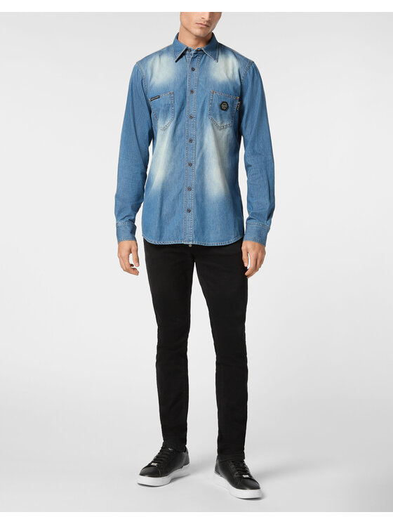 PHILIPP PLEIN PHILIPP PLEIN Koszula jeansowa 23069 Niebieski jasny Regular Fit