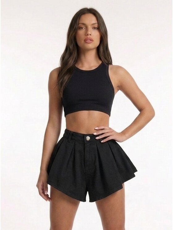 MissDenim MissDenim Szorty jeansowe Skorts Czarny Regular Fit