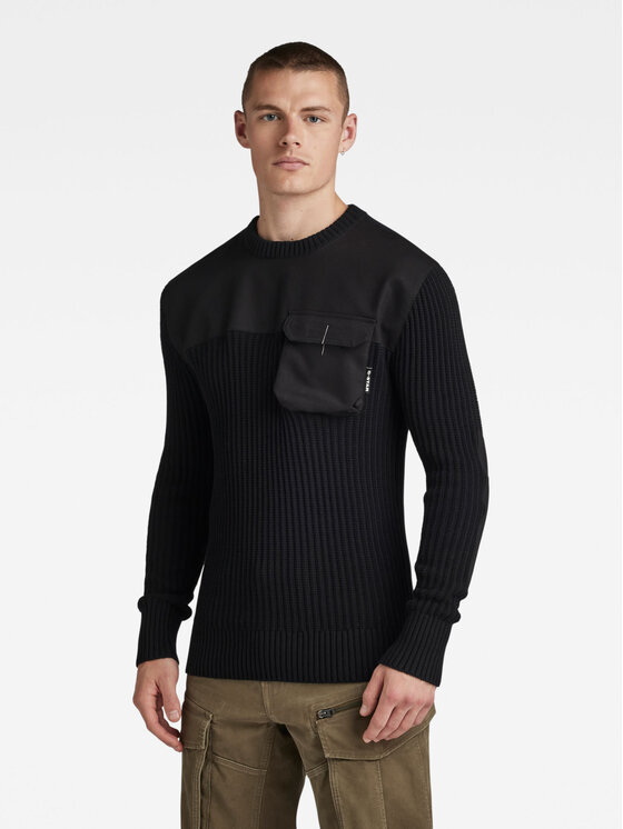G Star Raw Sweater Army D23525 D496 6484 Fekete Regular Fit