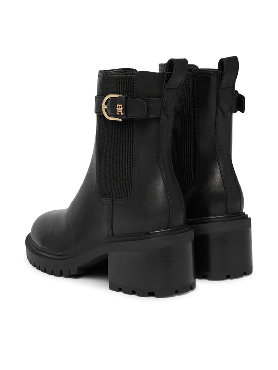 Tommy Hilfiger Tommy Hilfiger Stivaletti Block Heel Buckled Chelsea Boot FW0FW09577 Nero