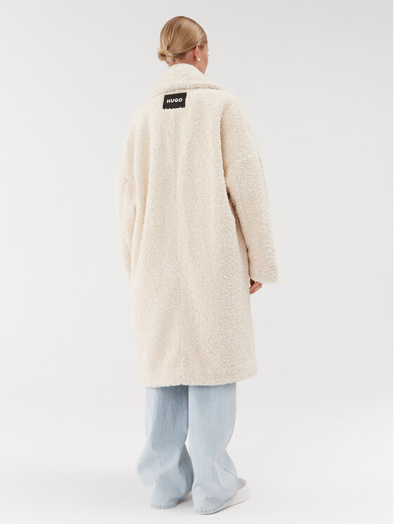 HUGO Hugo Báránybőr kabát Mewona-1 50498147 Ekru Oversize