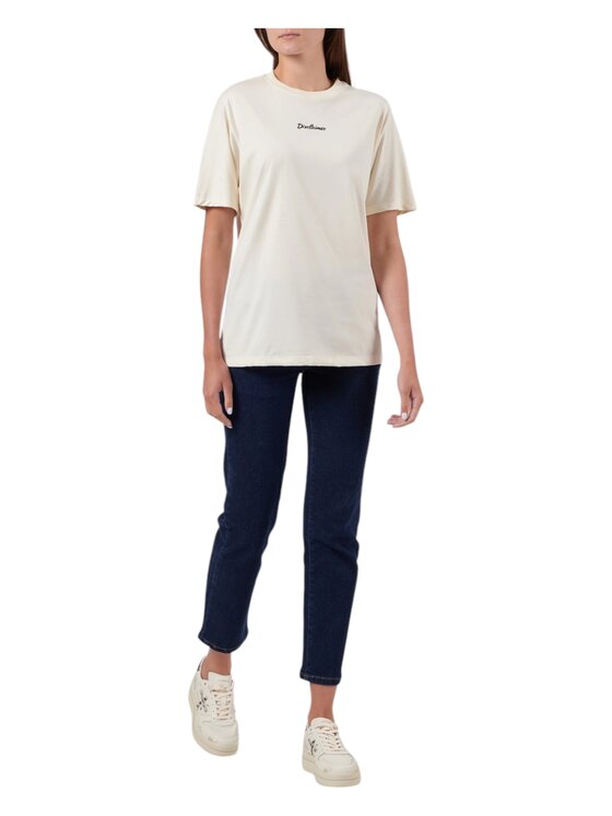 DISCLAIMER DISCLAIMER T-Shirt 24ids54659-latte Biały Regular Fit