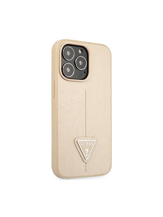 Guess Guess Etui na telefon Saffiano Triangle Logo Case Beżowy