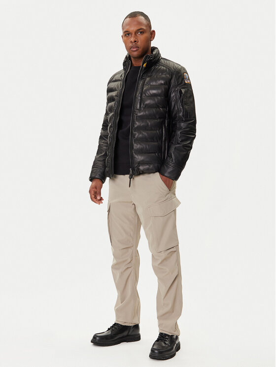 Parajumpers Parajumpers Giacca di pelle Ernie 25WMPMJKLE02 Nero Slim Fit