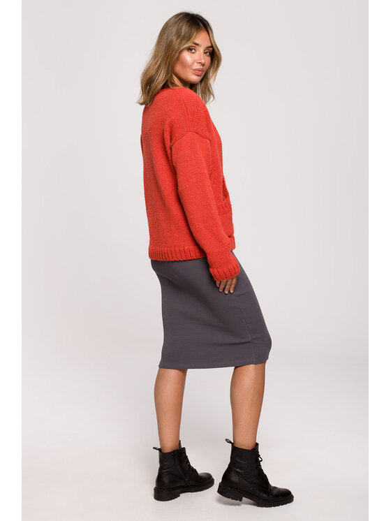 BeWear BeWear Sweter BK074 Pomarańczowy Comfortable Fit