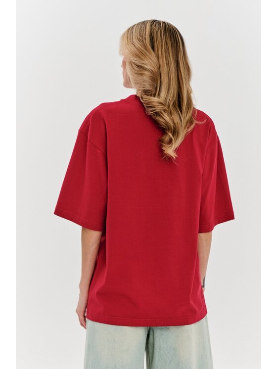 NAOKO NAOKO T-Shirt Coffee First Bordowy Regular Fit