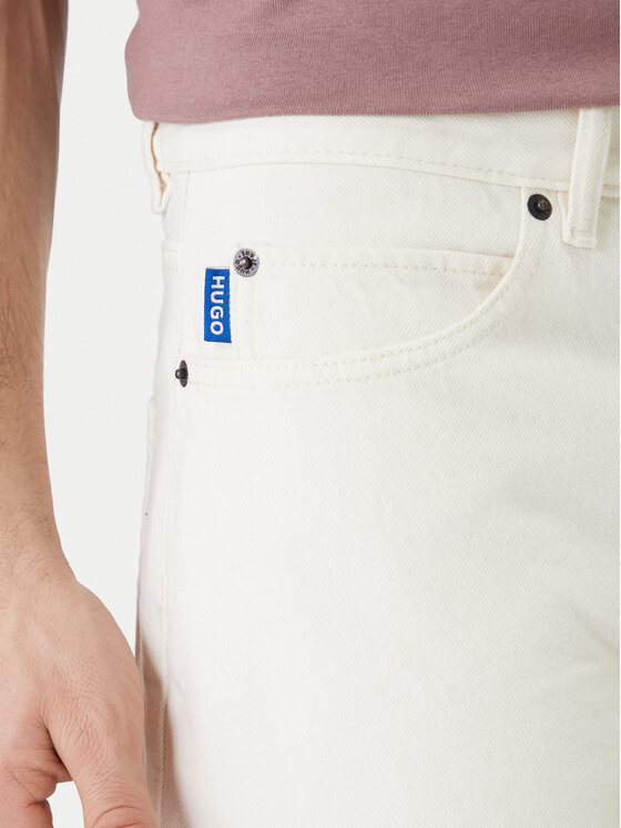 HUGO HUGO Pantaloni scurți de blugi Skate 50555983 Écru Straight Fit