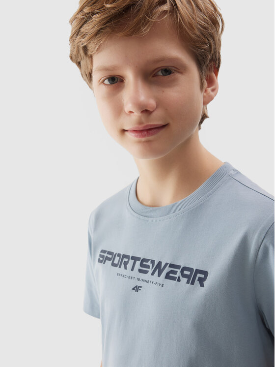 4F 4F T-Shirt 4FJWSS24 TTSHM1114 34S JASNY NIEBIESKI 152 Niebieski Regular Fit