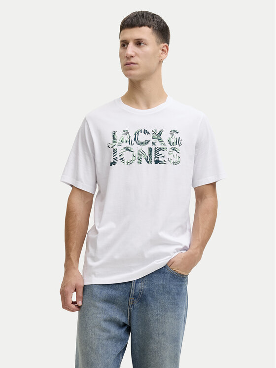 Jack & Jones Jack & Jones Marškinėliai Ejeff Logo 12288536 Balta Regular Fit