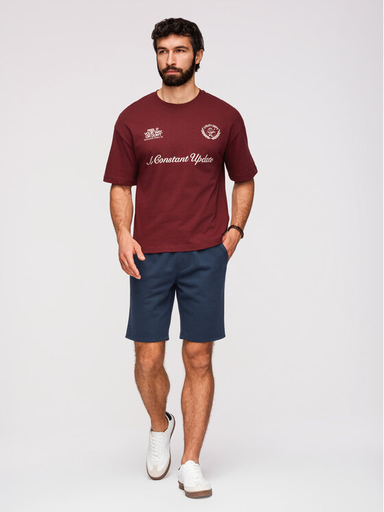 Ombre Ombre Szorty materiałowe OM-SRSK-0124 Granatowy Regular Fit