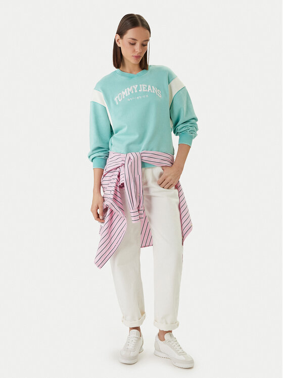 Tommy Jeans Tommy Jeans Суитшърт Varsity Crew DW0DW22365 Зелен Regular Fit
