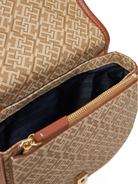 Tommy Hilfiger Tommy Hilfiger Ročna torba Th Monoplay Leather Saddle Bag AW0AW17414 Rjava