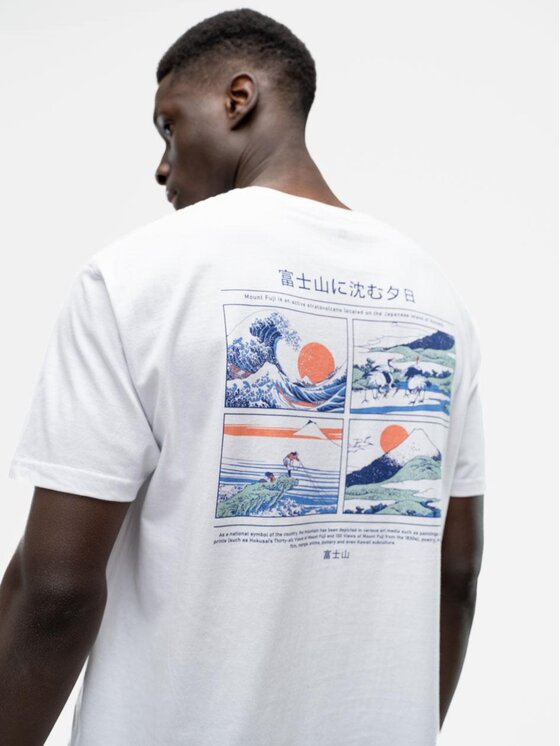 MyStars MyStars T-Shirt Koszulka Z Krótkim Rękawem Męska Biała MyStars Japan Board XL Biały Regular Fit