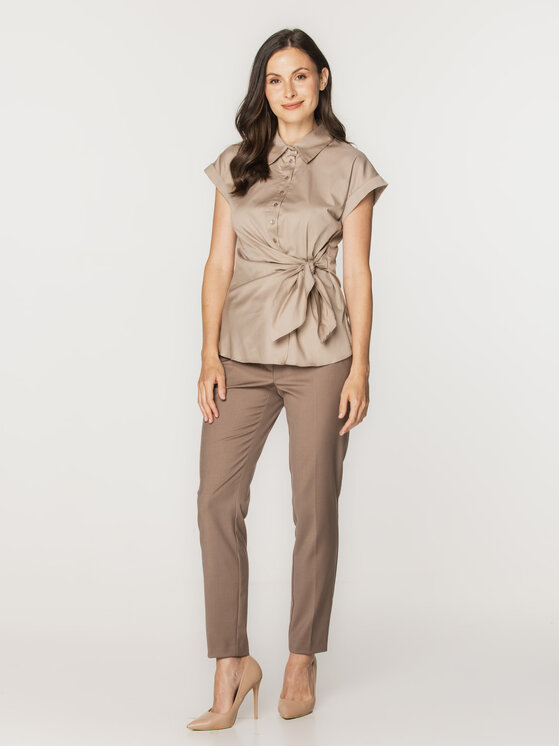 Willsoor Willsoor Koszula 61359 Beżowy Regular Fit
