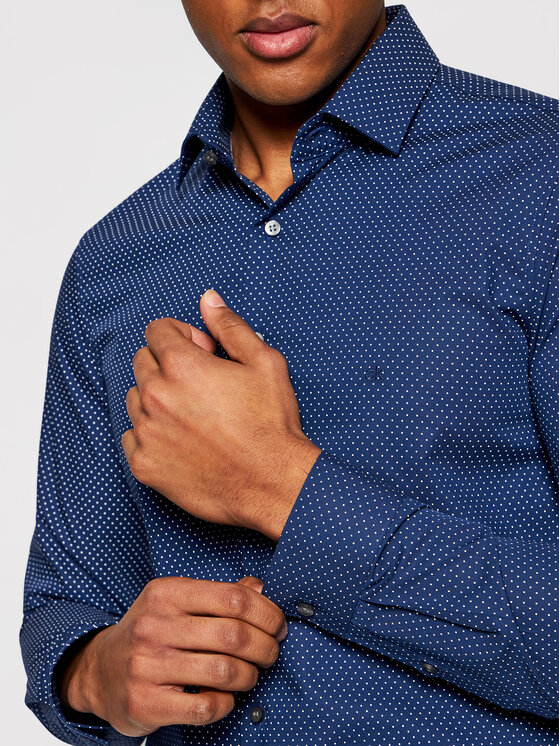 Calvin Klein Calvin Klein Košile Dot Print Easy Care K10K106680 Tmavomodrá Slim Fit