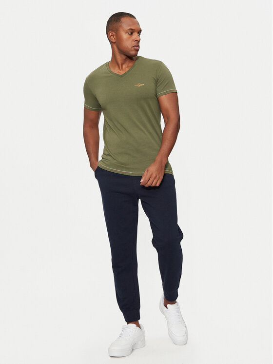 Aeronautica Militare Aeronautica Militare Majica AM1UTI004 Zelena Slim Fit