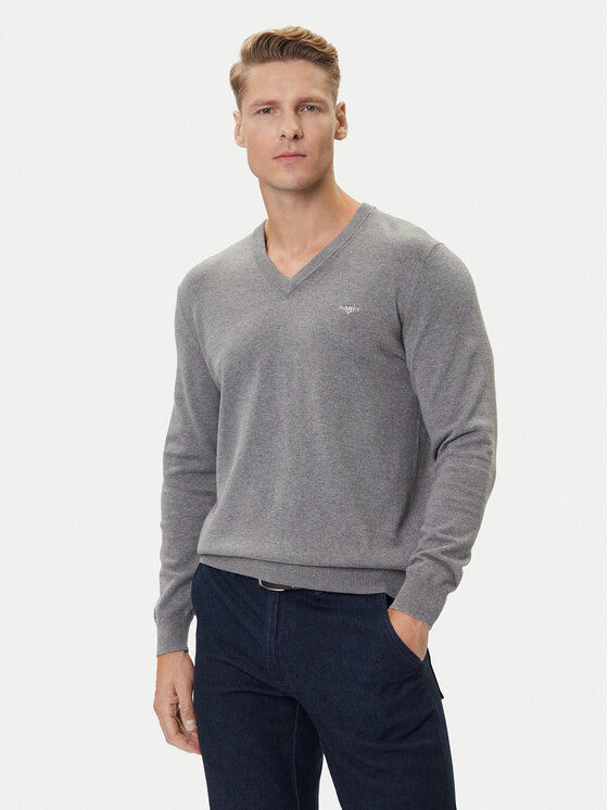 Gant Gant Megztinis 8030562 Pilka Regular Fit