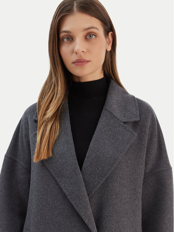 ViCOLO ViCOLO Vlněný kabát TF0003 Šedá Regular Fit