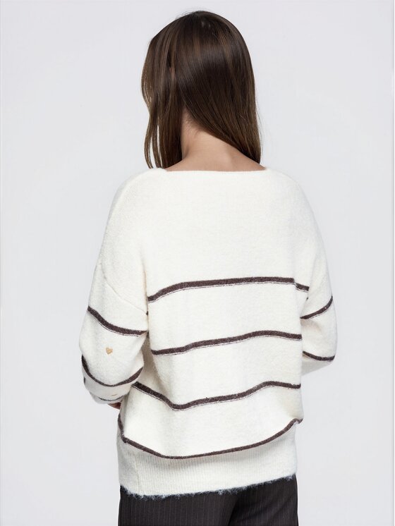 Ombre Ombre Sweter OW-SW-E0046 Brązowy Relaxed Fit