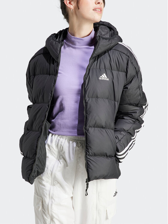 adidas adidas Vatovaná bunda Essentials 3-Stripes Mid Down HZ8483 Černá Regular Fit