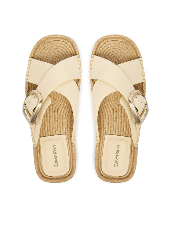 Calvin Klein Calvin Klein Espadrilles Flatf Espadrill Cross Lth Hdw HW0HW02892 Écru